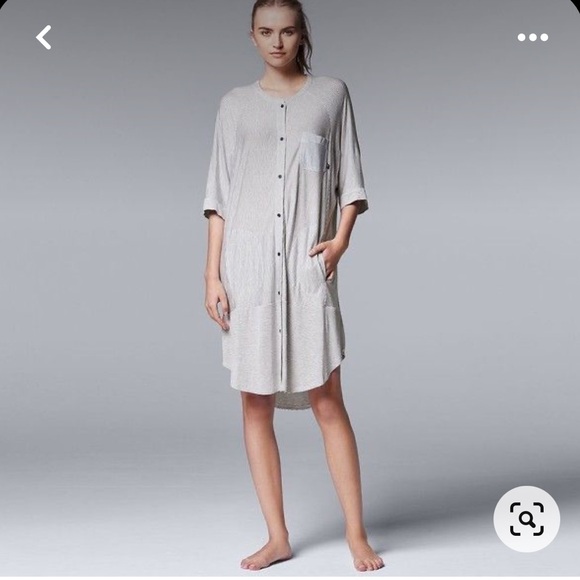 Simply Vera Vera Wang Pajamas Lakeside Lounging Short Sleeve Button Front Pocket - Picture 1 of 8